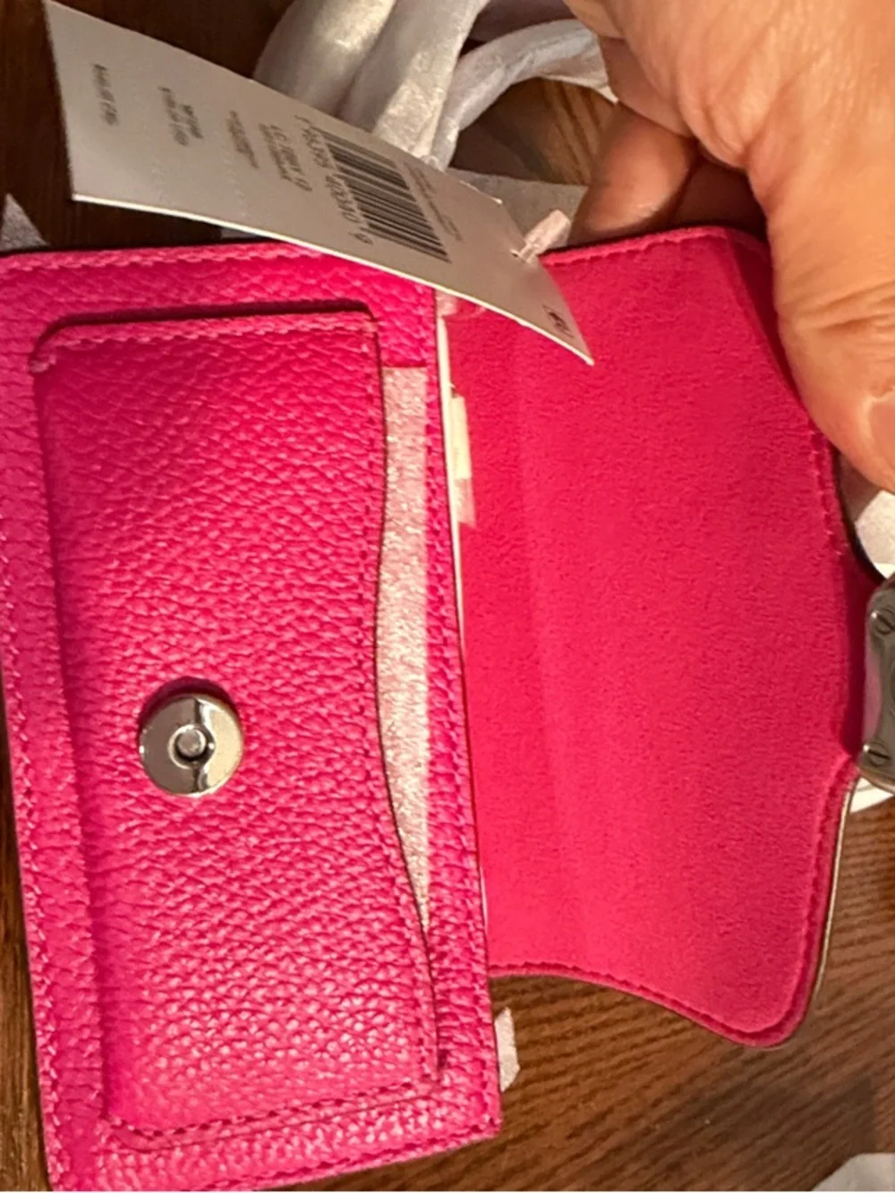 Coach Fuchsia Pebbled Leather Crossbody Wallet with Strap - Picture 5 of 7